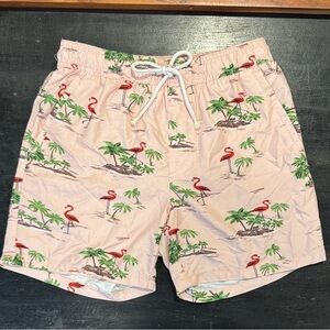 4/$15 Forever 21 MEN Flamingo Print Swim Shorts Size XS